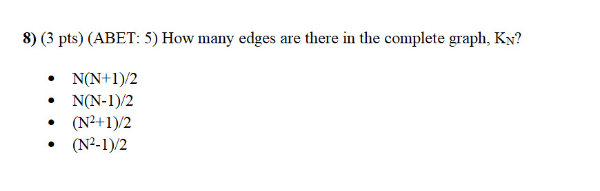 Solved 8) (3 pts) (ABET: 5) How many edges are there in the | Chegg.com