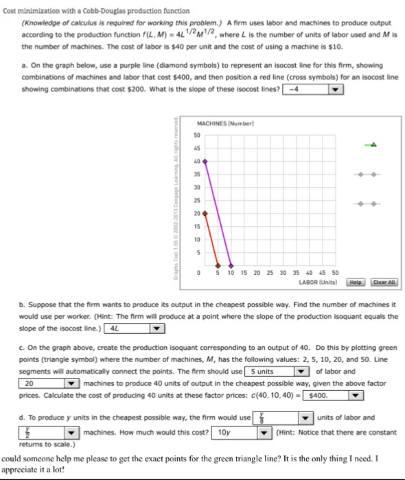 Cost Minimization With A Cobb-Douglas Production | Chegg.com