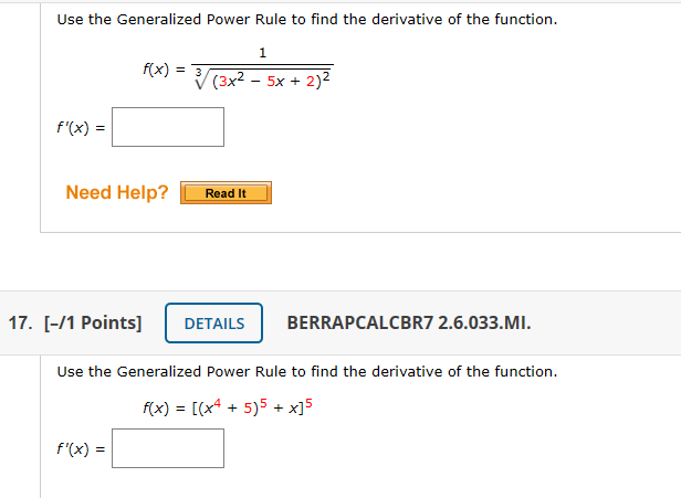 Solved Use the Generalized Power Rule to find the derivative | Chegg.com