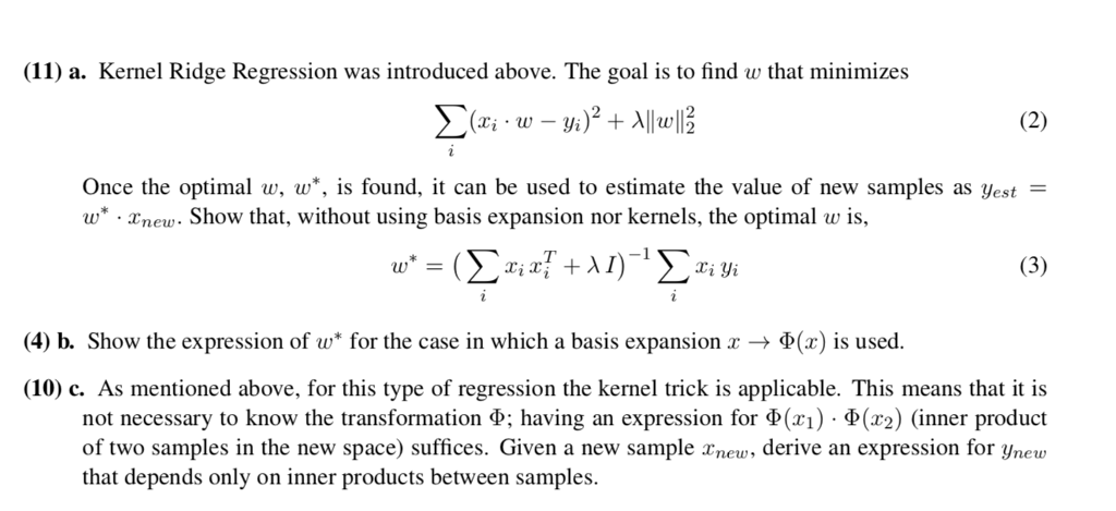 Simple Kernel Ridge Regression Example Using Sin (11) a. Kernel Ridge Regression was introduced above. | Chegg.com