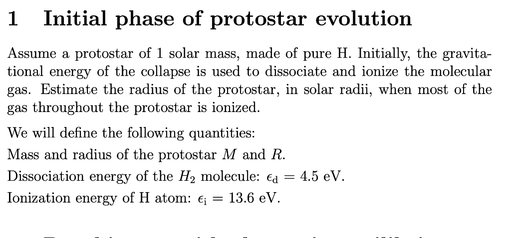 1 Initial phase of protostar evolution Assume a | Chegg.com
