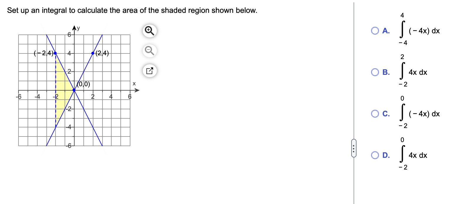 Solved A ∫ 44 4x Dxb ∫ 224xdxc ∫ 20 4x Dxd ∫ 204xdx