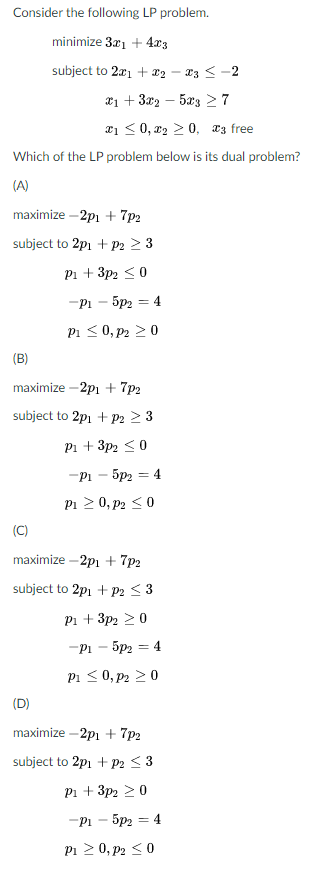 Solved Consider the following LP problem. minimize 3.61 + | Chegg.com