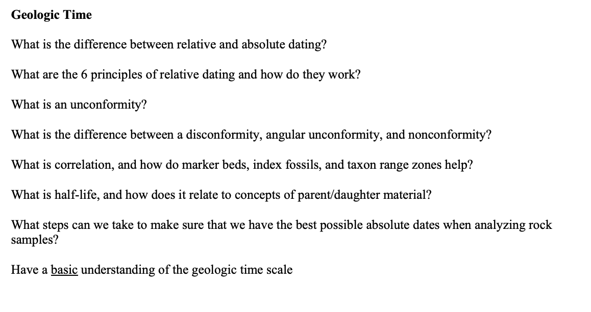 Solved Geologic Time What is the difference between relative | Chegg.com