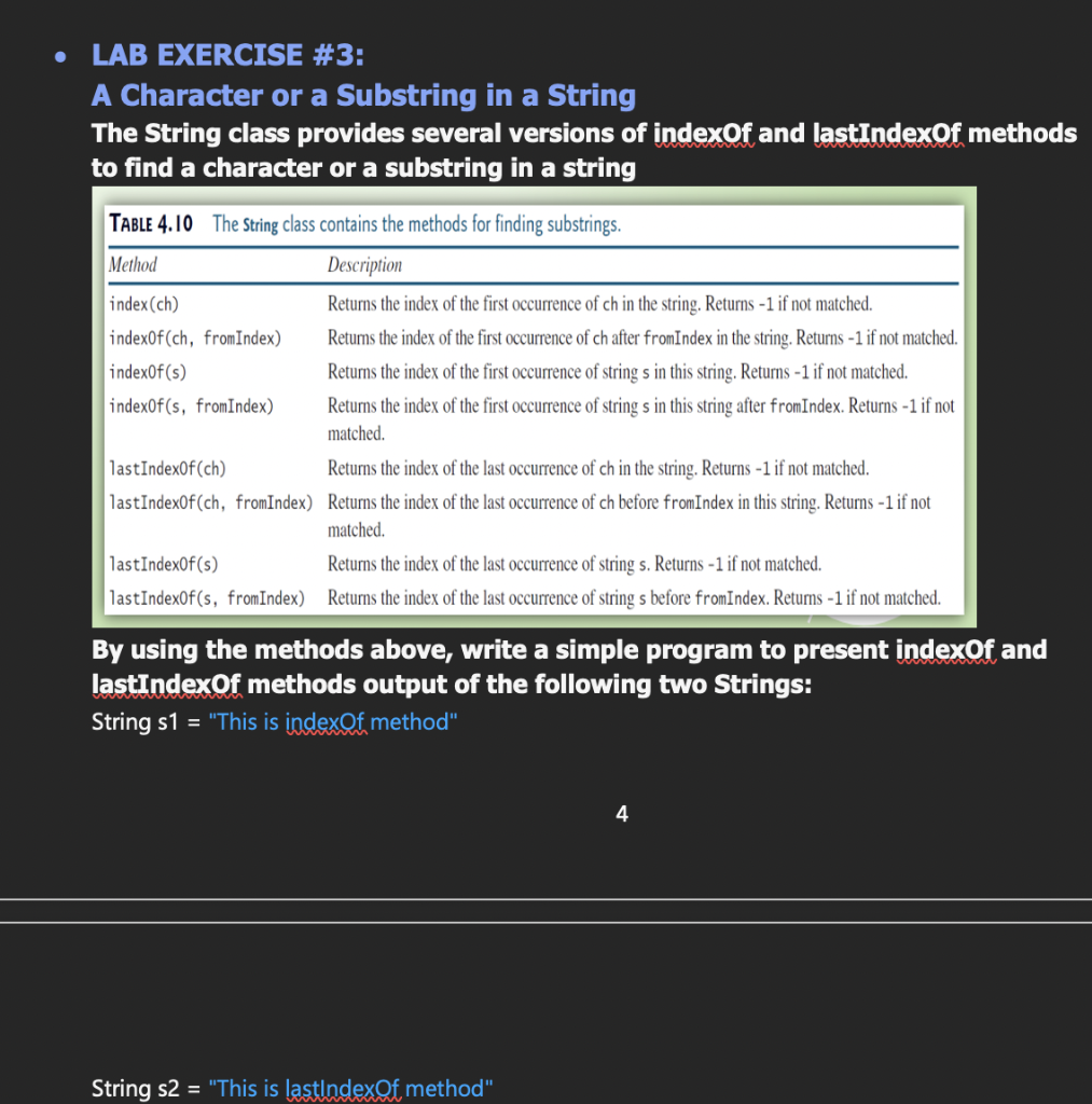 Solved LAB EXERCISE \#3: A Character Or A Substring In A | Chegg.com