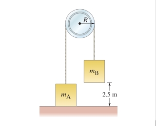 Solved Two masses, mA= 33.0 kgkg and mB= 42.0 kg are | Chegg.com