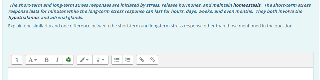 Solved The short-term and long-term stress responses are | Chegg.com