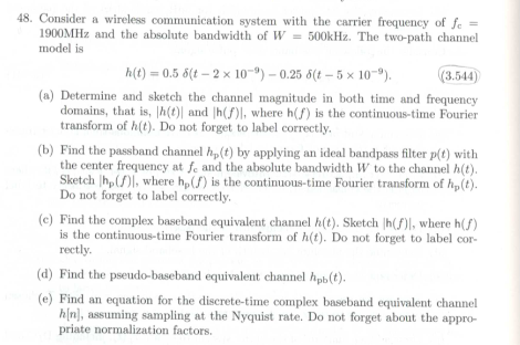 48. Consider a wireless communication system with the | Chegg.com