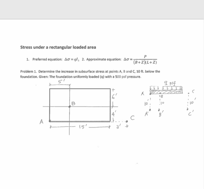Solved Stress under a rectangular loaded area 1. Preferred | Chegg.com