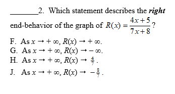 Solved 2 Which Statement Describes The Right End Behavi Chegg Com