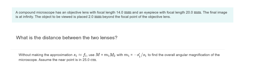 Solved A compound microscope has an objective lens with | Chegg.com