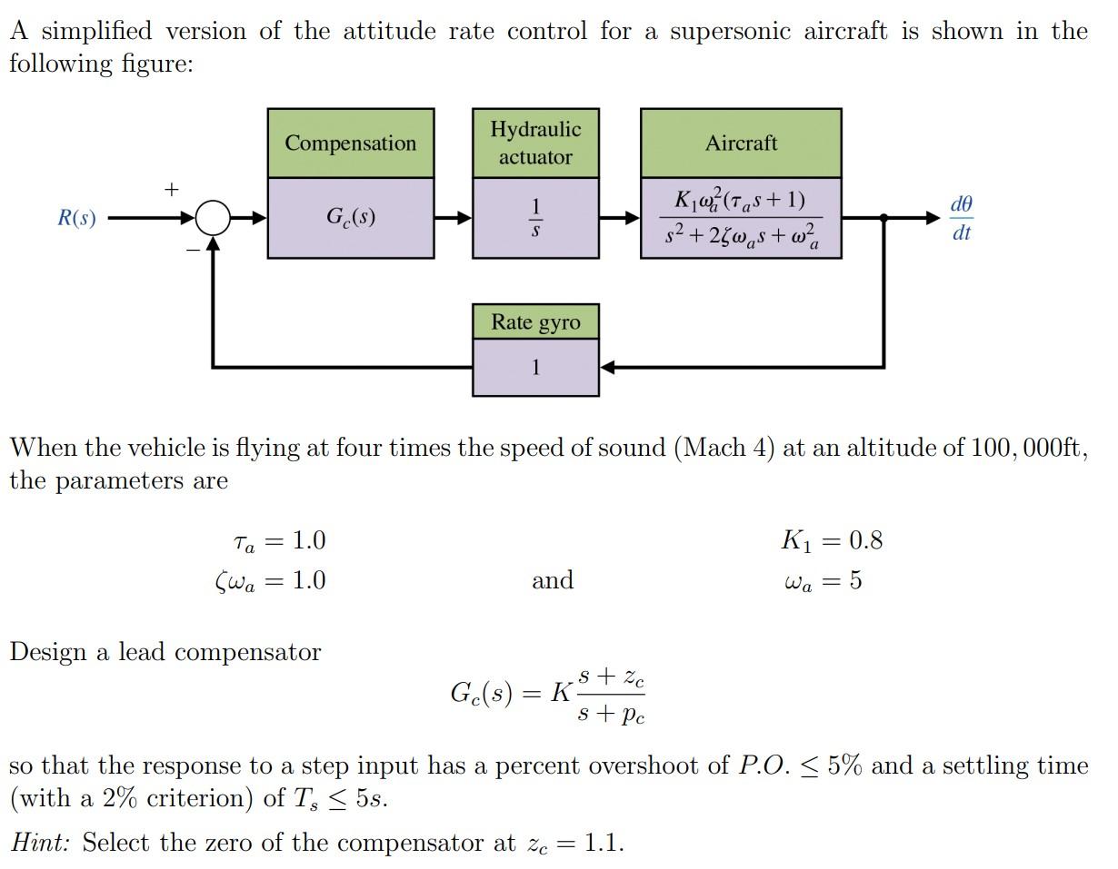 Solved A simplified version of the attitude rate control for | Chegg.com