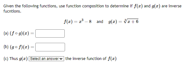 Solved Given the following functions, use function | Chegg.com