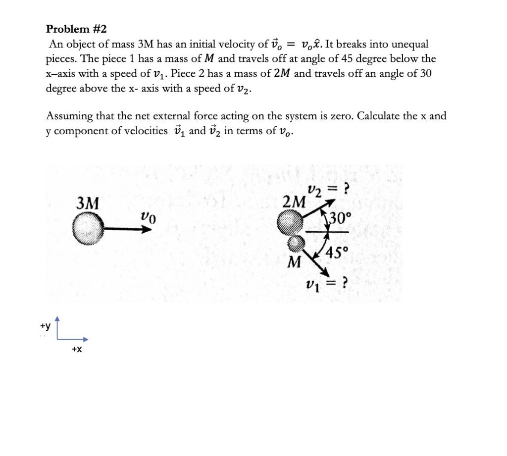 Solved Problem #2 An object of mass 3M has an initial | Chegg.com