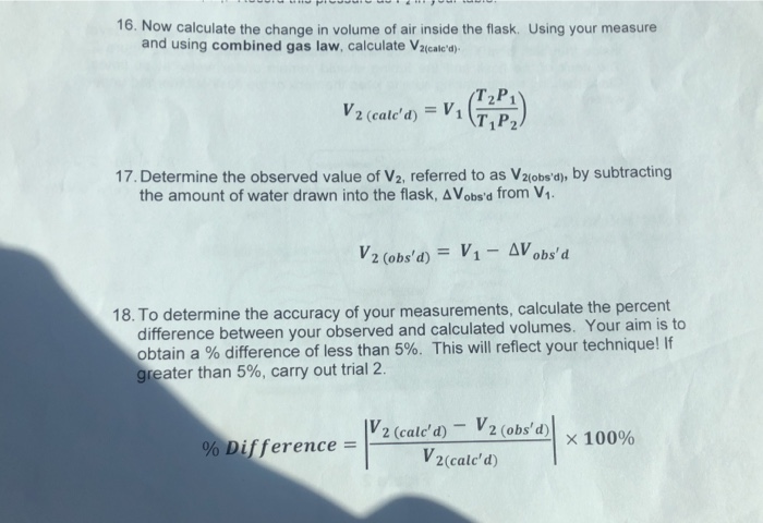 Solved 16. Now Calculate The Change In Volume Of Air Inside 