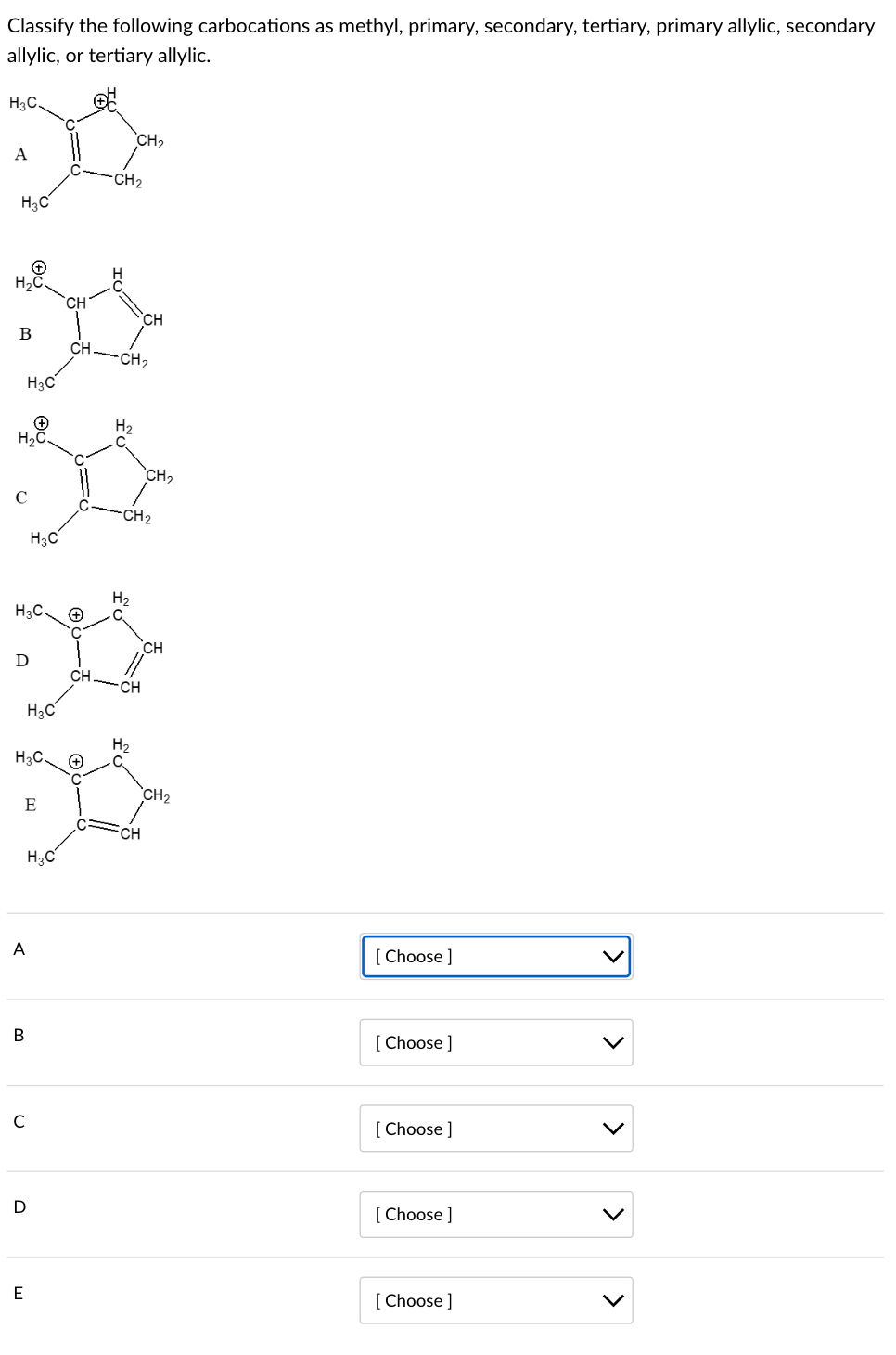 Solved Classify the following carbocations as methyl, | Chegg.com