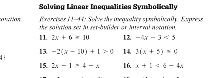 Solved Solving Linear Inequalities Symbolically Exercises | Chegg.com
