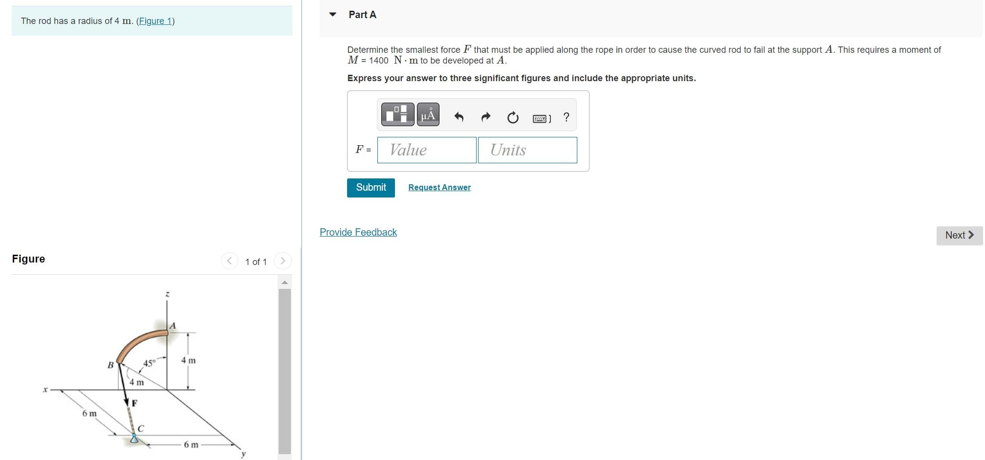 Solved The rod has a radius of 4 m. (Figure 1) Determine the | Chegg.com