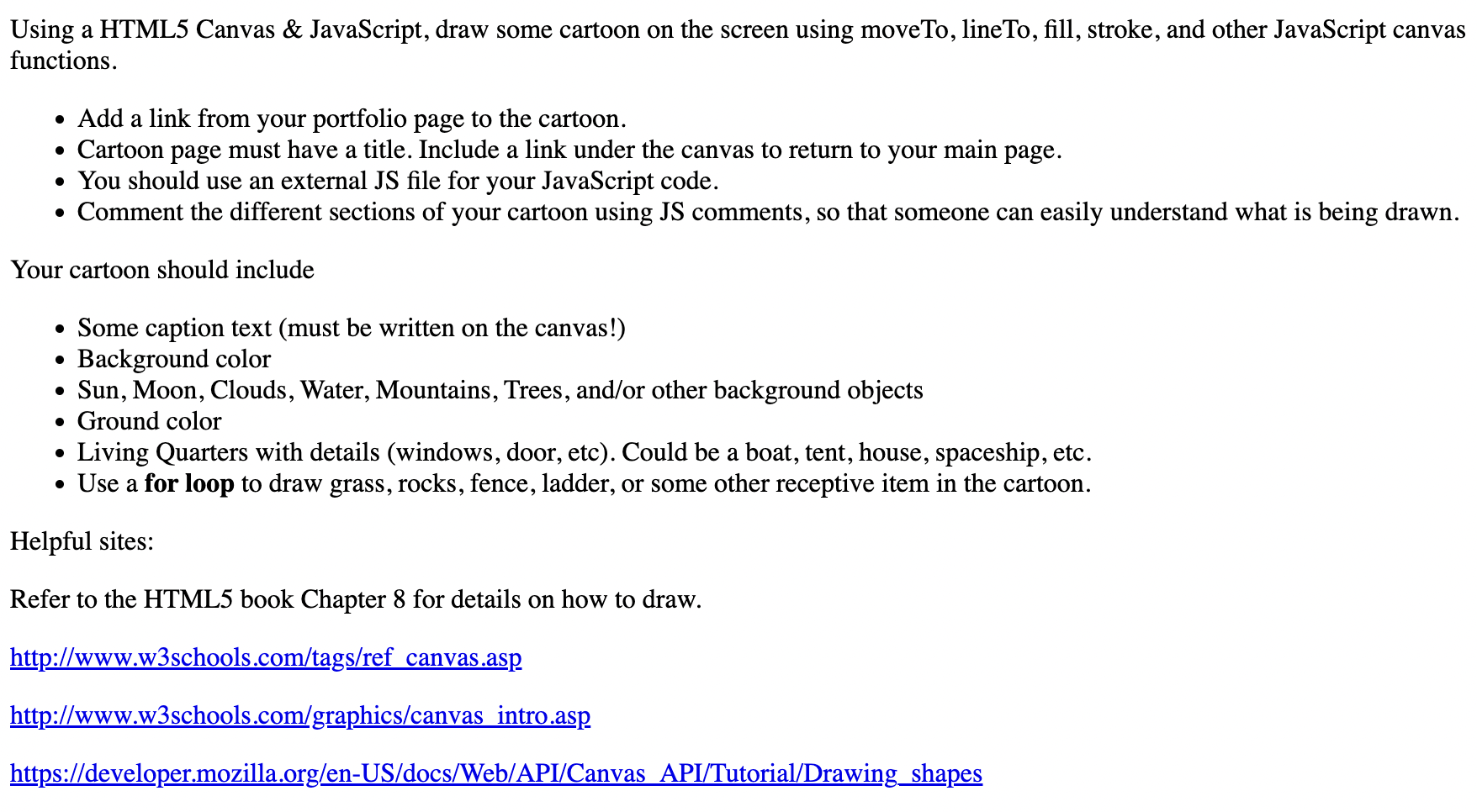 Solved using a html5 canvas javascript draw some cartoon chegg