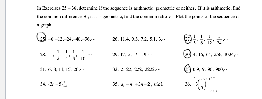 Solved In Exercises 25 – 36, determine if the sequence is | Chegg.com