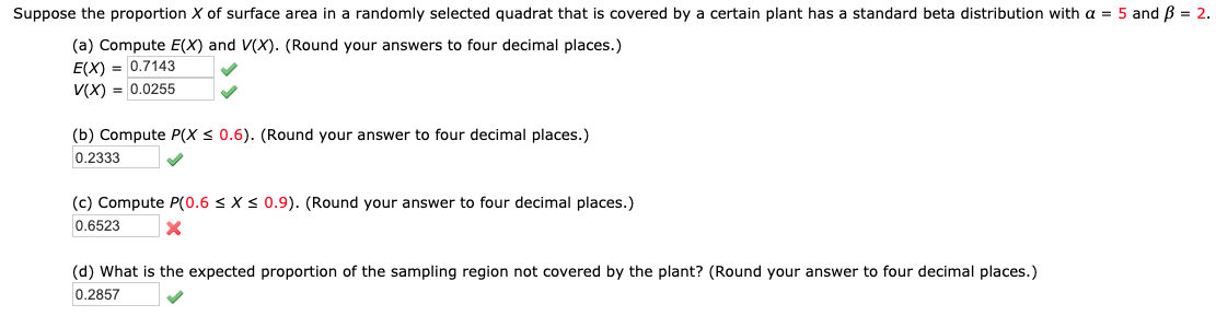 Suppose The Proportion X Of Surface Area In Chegg Com