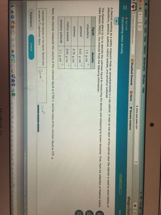 Solved A chemist working as a safety inspector finds an