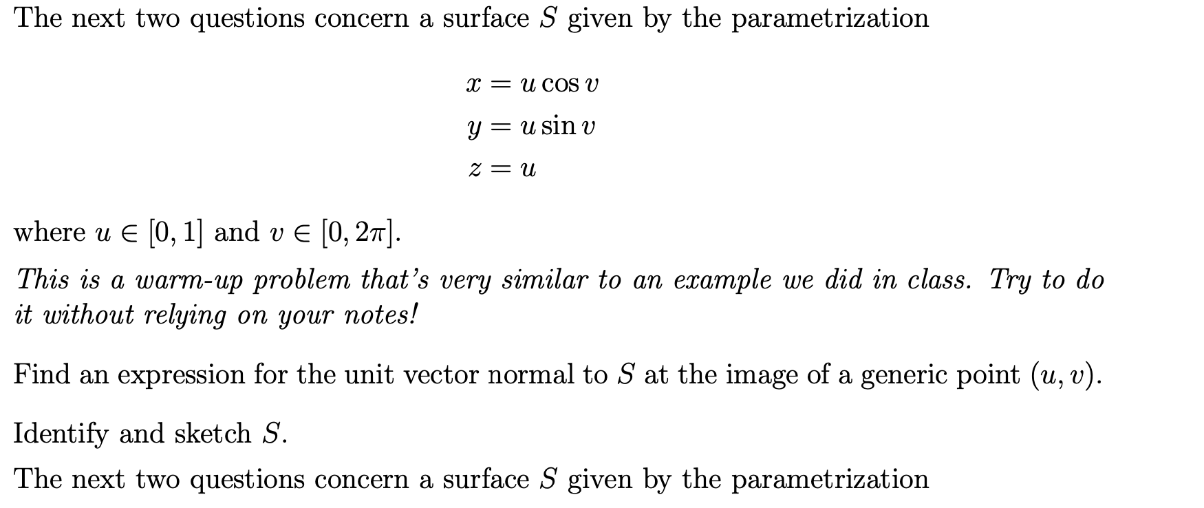 Solved The next two questions concern a surface S given by | Chegg.com