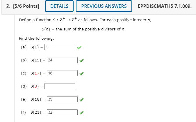 Solved 2. [5/6 Points] DETAILS PREVIOUS ANSWERS EPPDISCMATH5 | Chegg.com