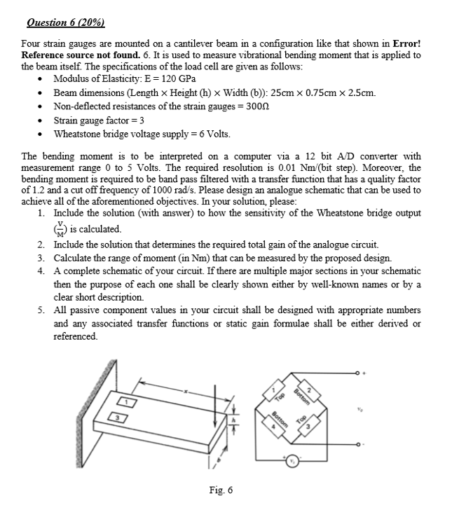 Solved estion 6 (20% Four strain gauges are mounted on a | Chegg.com