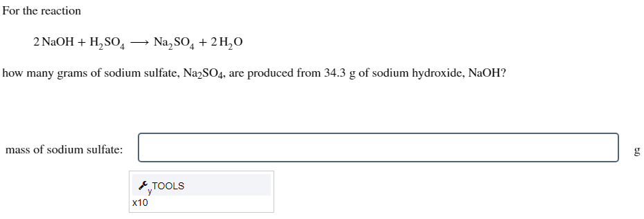 Solved For the reaction 2NaOH+H2SO4 Na2SO4+2H2O how many | Chegg.com