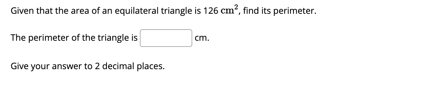 find the area of equilateral triangle with perimeter 12 cm