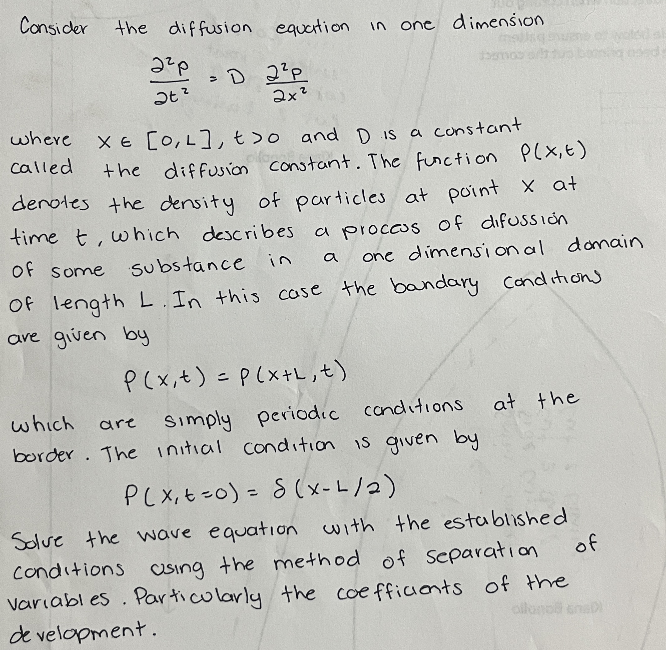 Solved Consider the diffusion equation in one dimension | Chegg.com