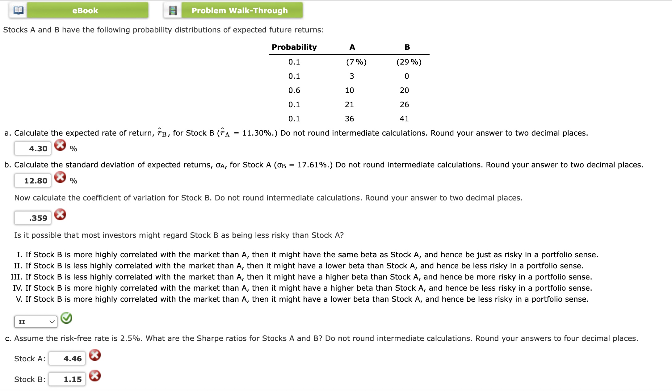 Solved Stocks A And B ﻿have The Following Probability | Chegg.com