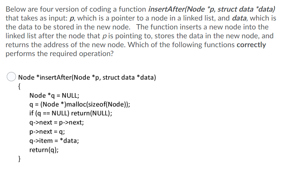 Solved Given struct data { int id; float price; }; typedef | Chegg.com