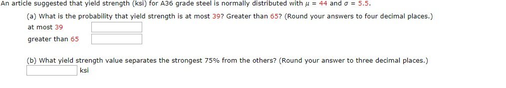 Solved An article suggested that yield strength (ksi) for | Chegg.com