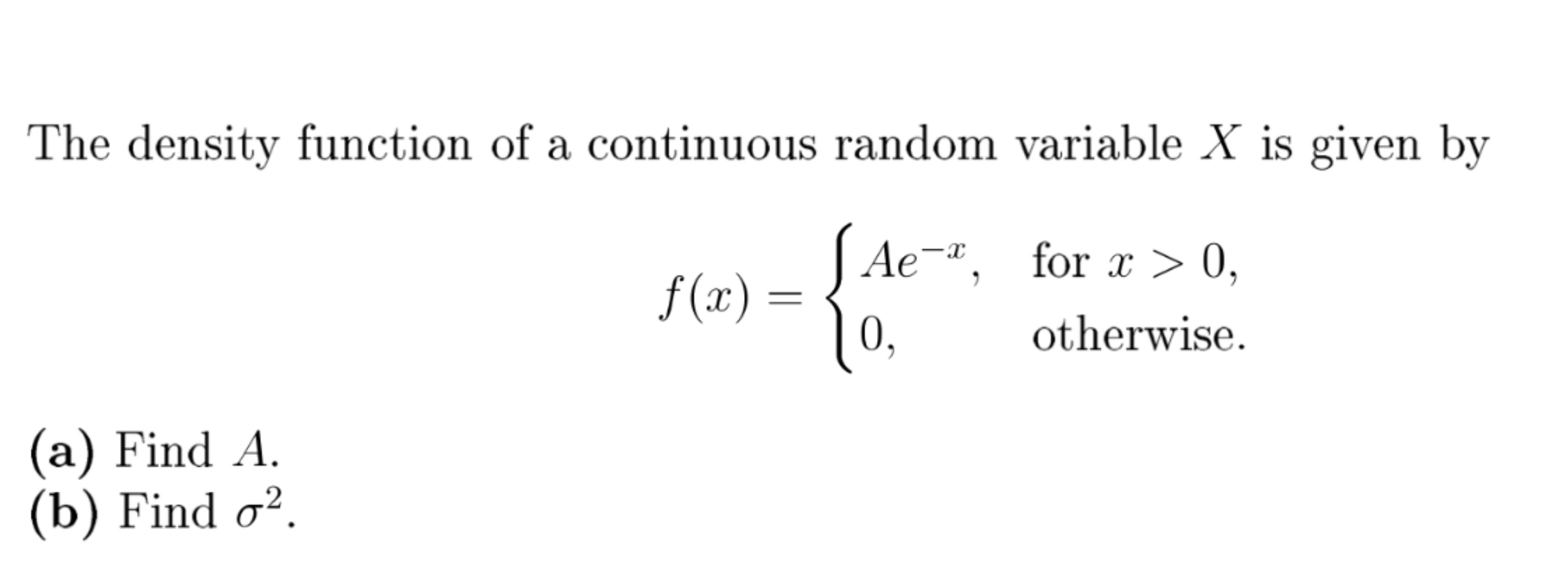 Solved The density function of a continuous random variable | Chegg.com