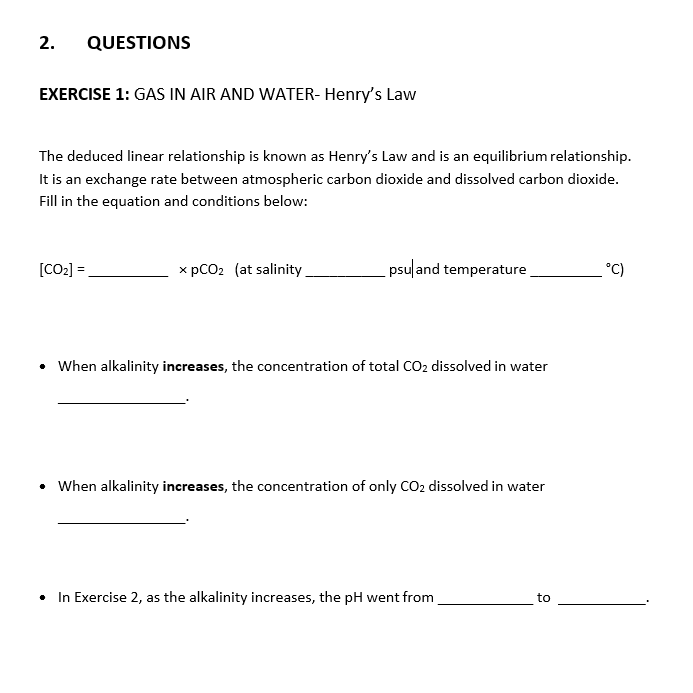 Solved EXERCISE 1: GAS IN AIR AND WATER- Henry's Law The | Chegg.com