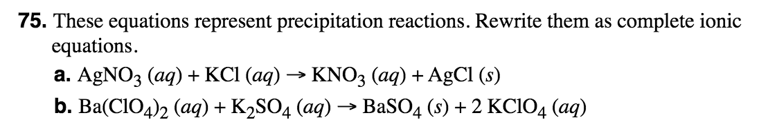 Solved 75. These equations represent precipitation | Chegg.com