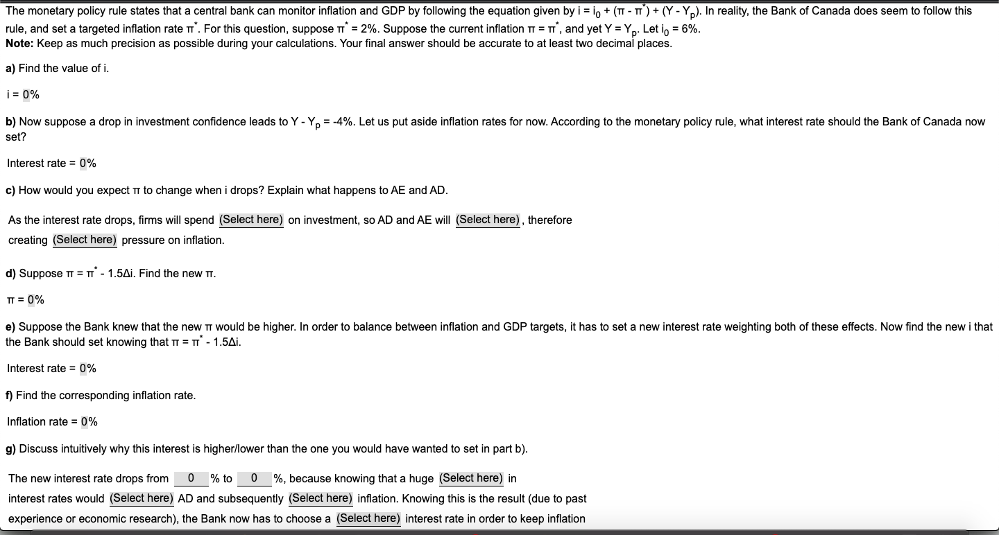 Solved to keep inflation under control - For question c), | Chegg.com