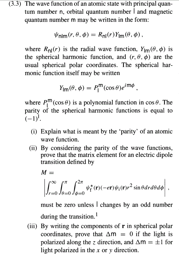 Solved (3.3) The wave function of an atomic state with | Chegg.com