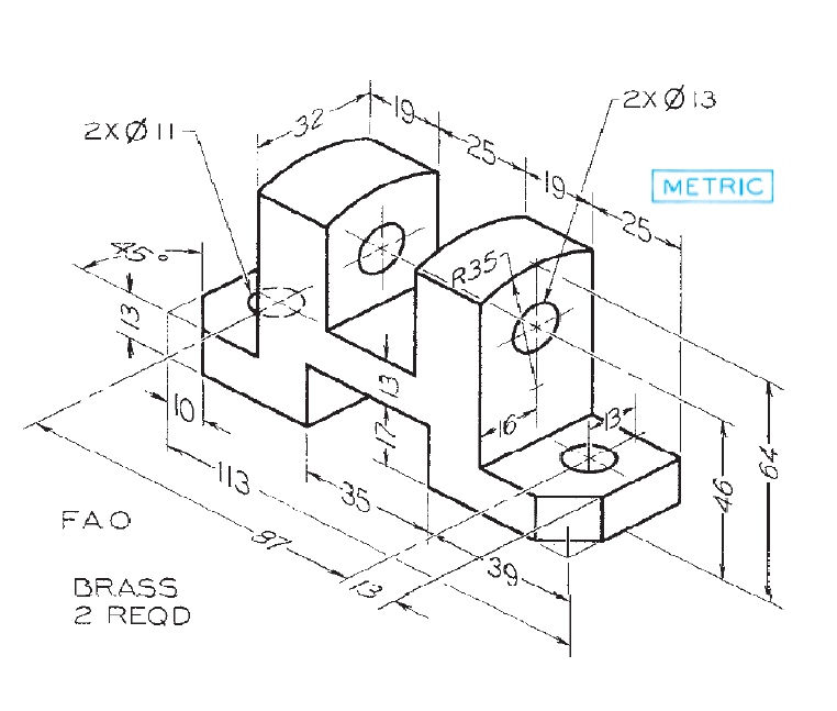 Solved Make the 2-D sketch using solidworks with showing | Chegg.com