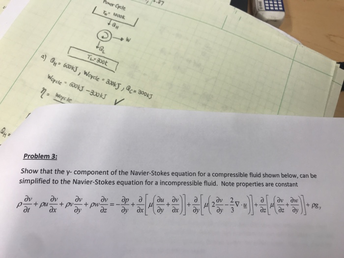 Solved QH 300 Show that the y component of the Navier-Stokes | Chegg.com