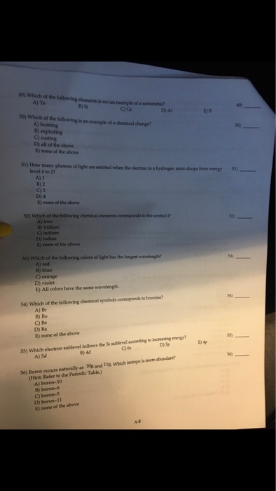 Solved 49) Which of the following elements i ot an esample | Chegg.com