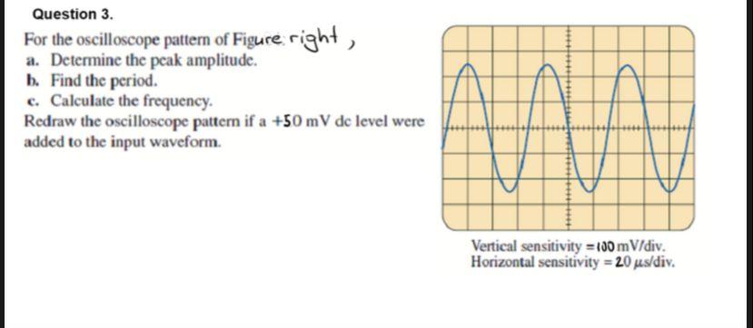 Solved Question 3. For the oscilloscope pattern of Figure | Chegg.com