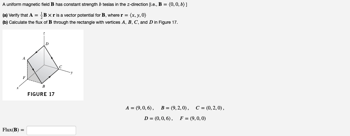 Solved A uniform magnetic field B has constant strength b | Chegg.com