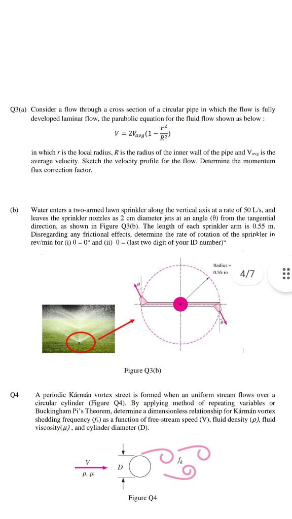 Solved Q3(a) Consider a flow through a cross section of a | Chegg.com
