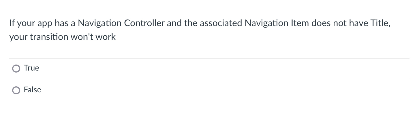 Solved If your app has a Navigation Controller and the | Chegg.com