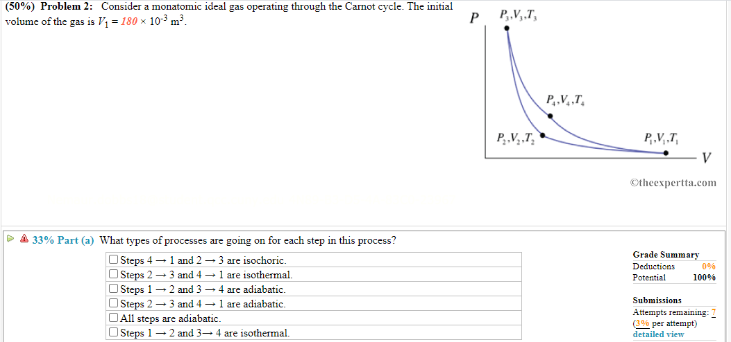 Solved 50 Problem 2 Consider A Monatomic Ideal Gas Op Chegg Com