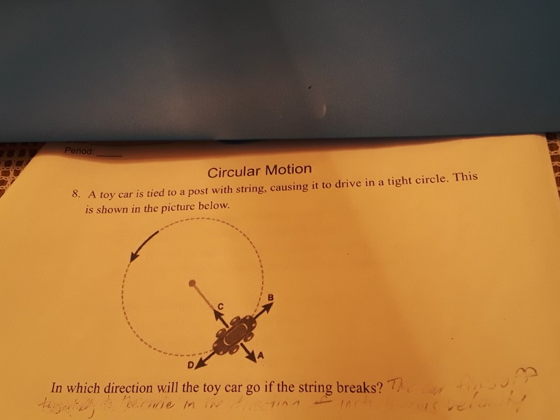 Solved Period: Circular Motion 8. A toy car is tied to a | Chegg.com