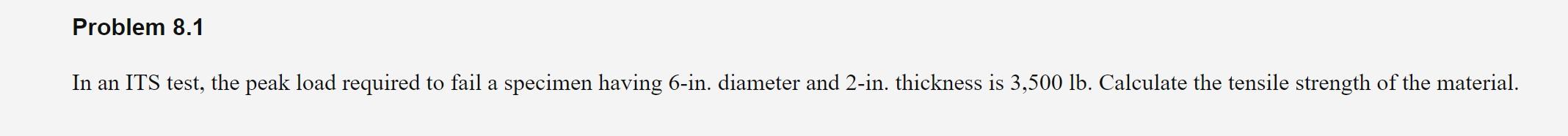 Solved In an ITS test, the peak load required to fail a | Chegg.com